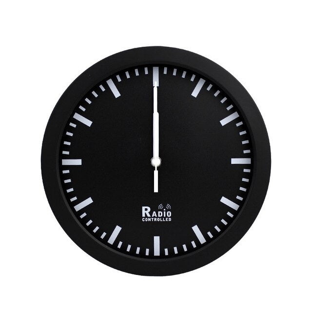 Horloge Murale Noir Radio Télécommandé Automatique